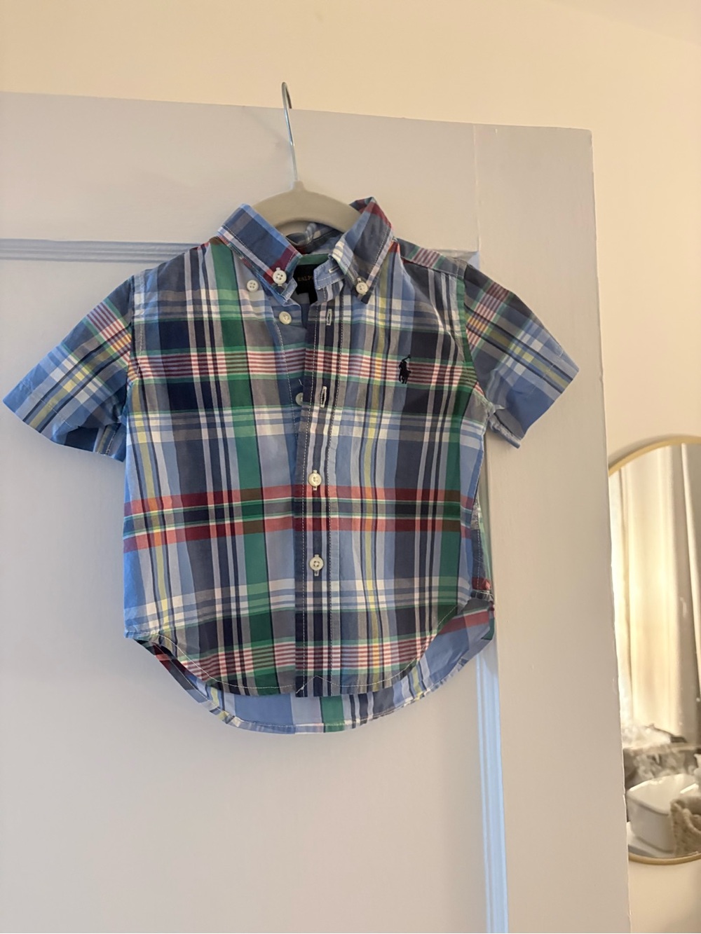 12M Baby Ralph Lauren Multicolor Plaid Short-Sleeve Button-Down Shirt